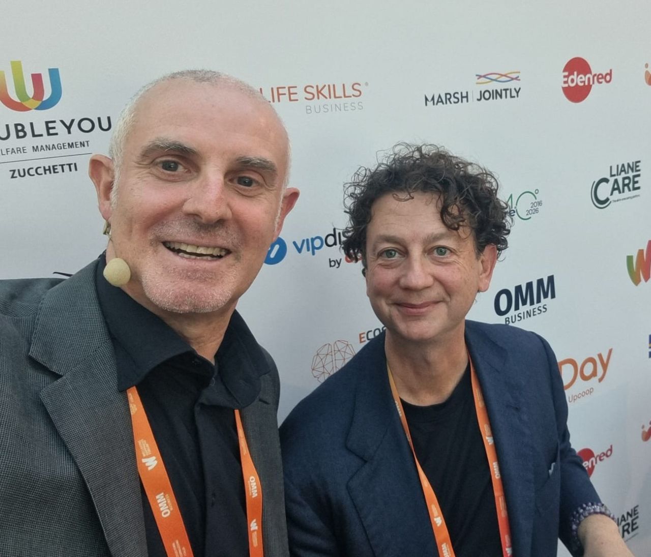 Marco Vigini and Maurizio Predieri together at the Wellbeing Happiness Forum 2026.